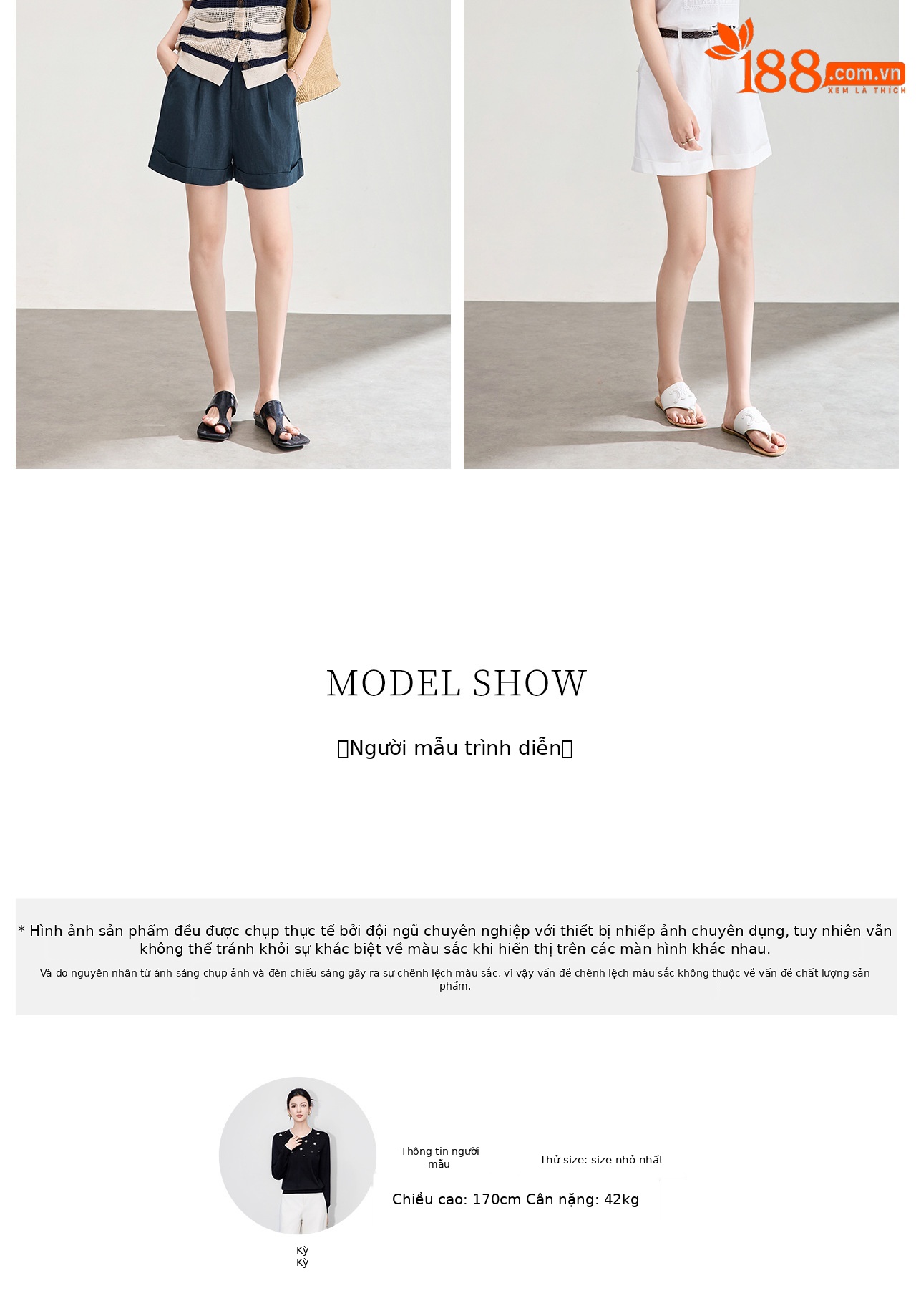 Quần short nữ kaki cạp cao ống suông chống nhăn phong cách công sở — Xanh lông mòng đen chi tiết 9