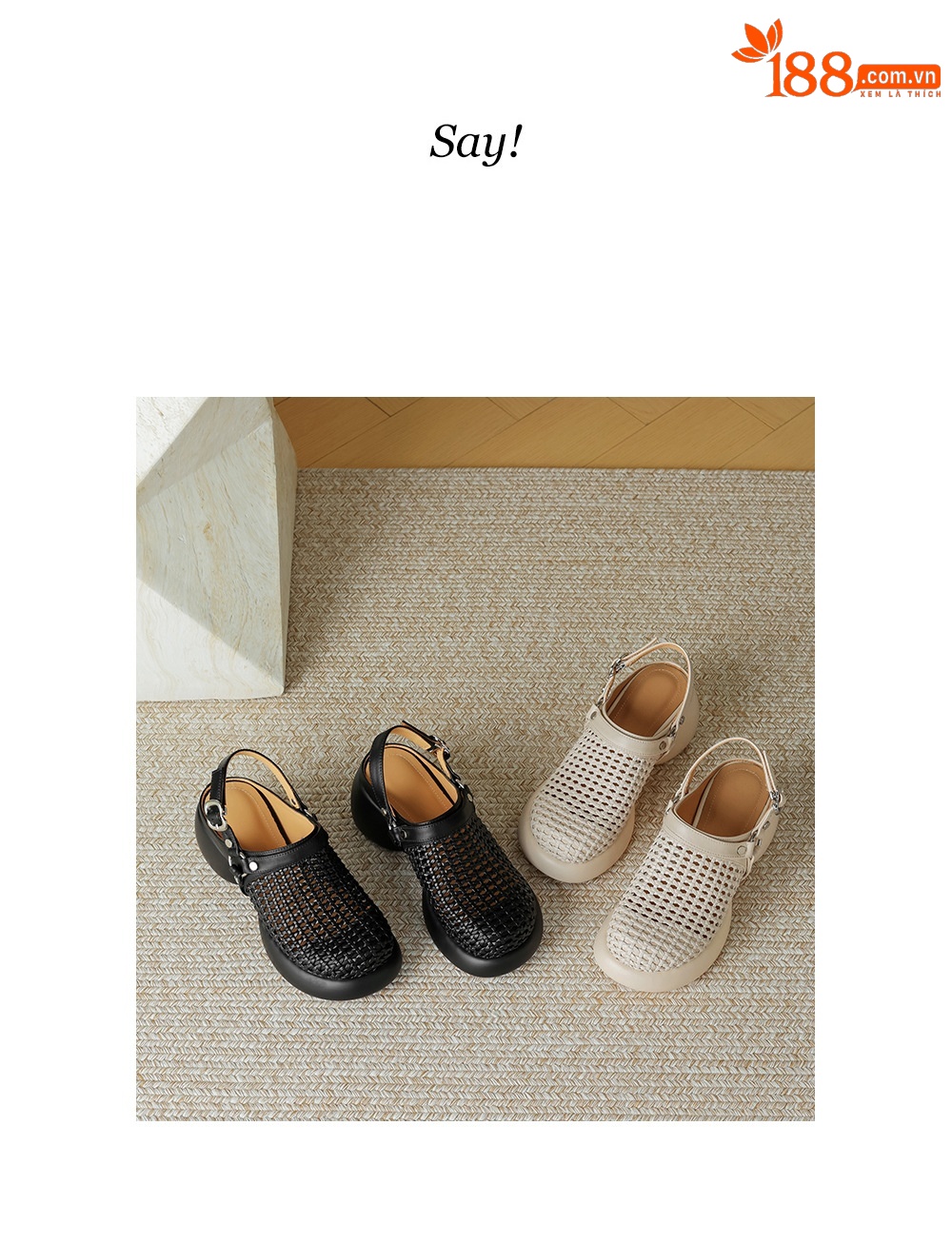 Sandal cao gót nữ mũi hở đế dày gót 6 cm phong cách dệt — đen chi tiết 3