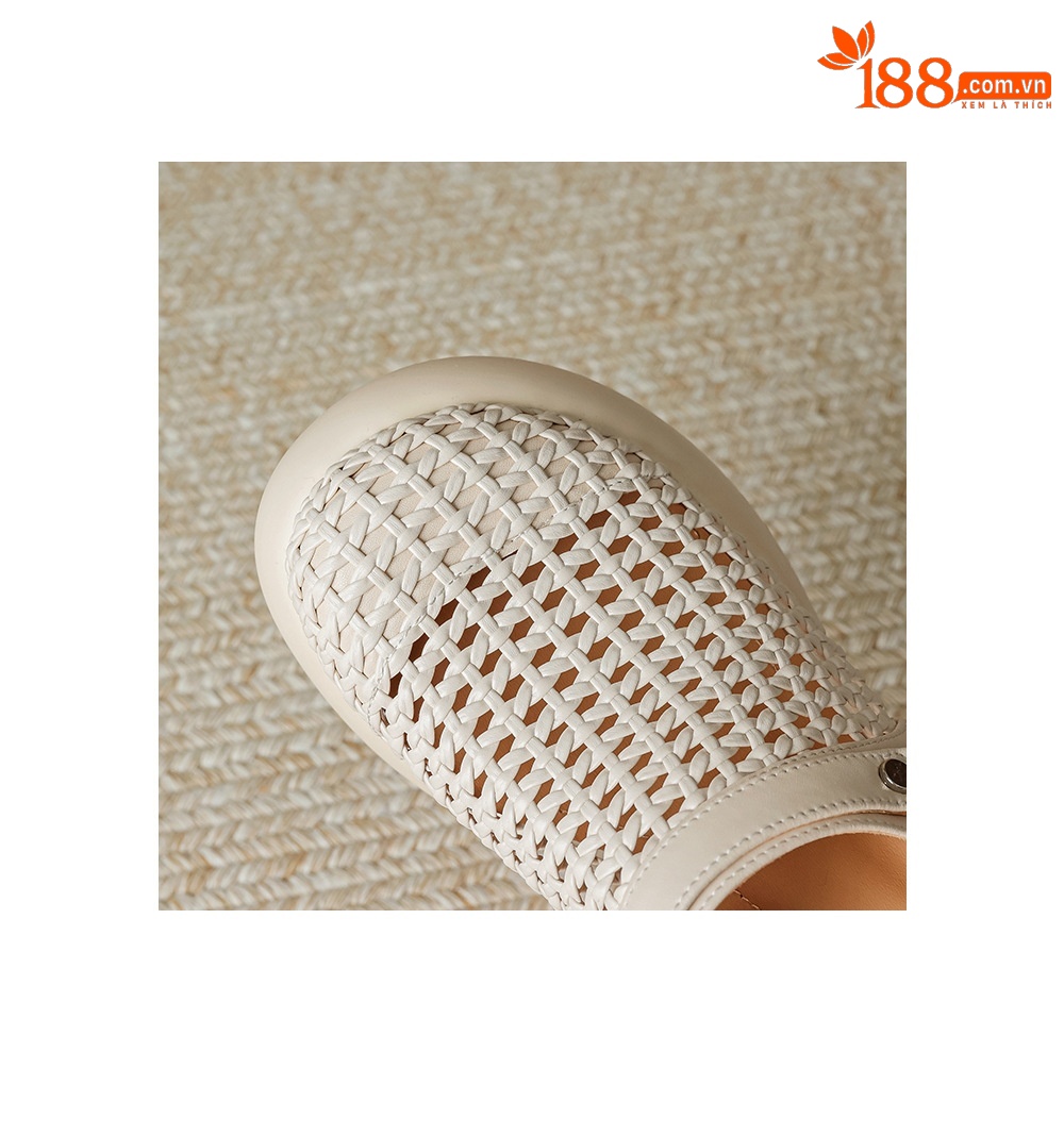 Sandal cao gót nữ mũi hở đế dày gót 6 cm phong cách dệt — đen chi tiết 20