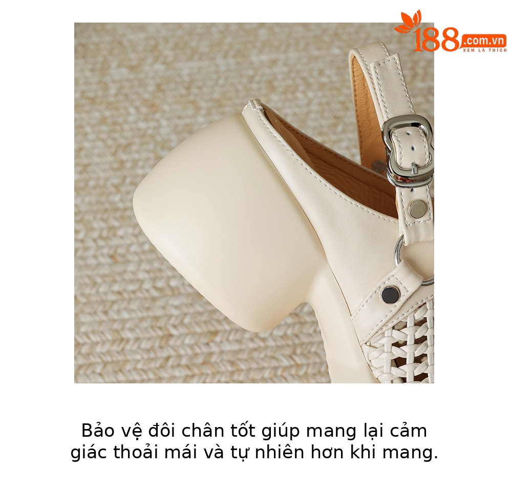 Sandal cao gót nữ mũi hở đế dày gót 6 cm phong cách dệt — đen chi tiết 21