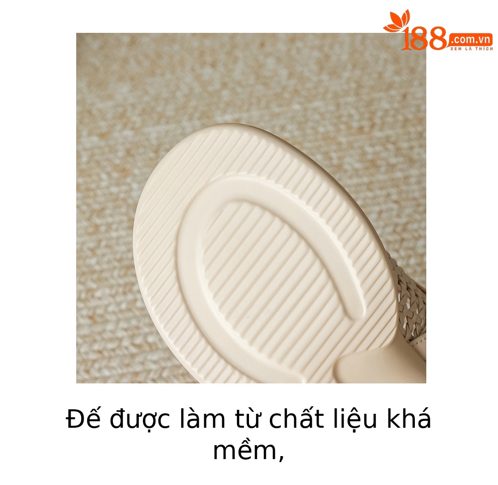 Sandal cao gót nữ mũi hở đế dày gót 6 cm phong cách dệt — đen chi tiết 22