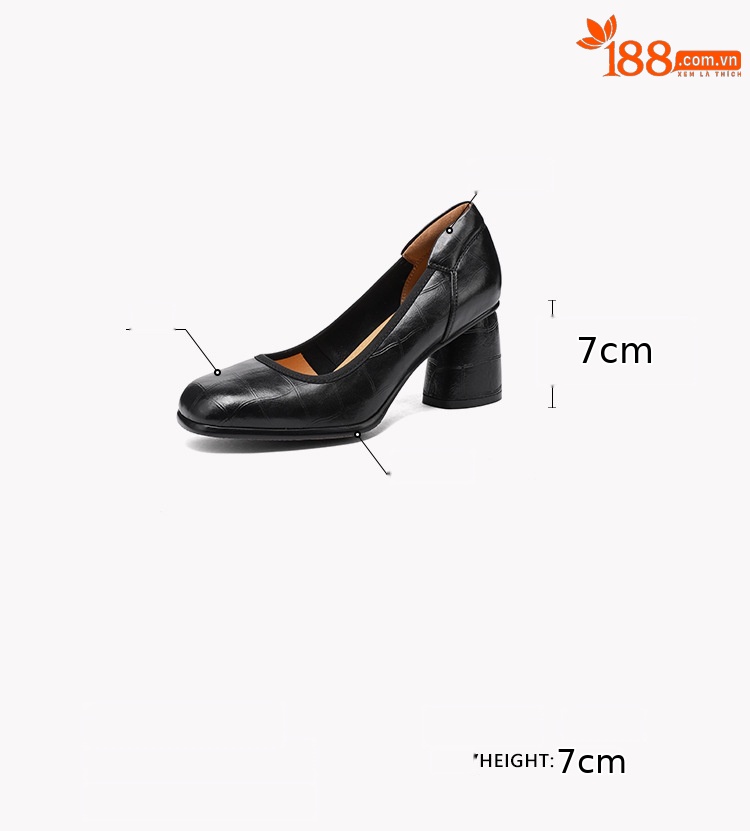 Giày cao gót nữ mũi vuông gót thô phong cách cổ điển, đơn giản đi làm — màu nâu chi tiết 3