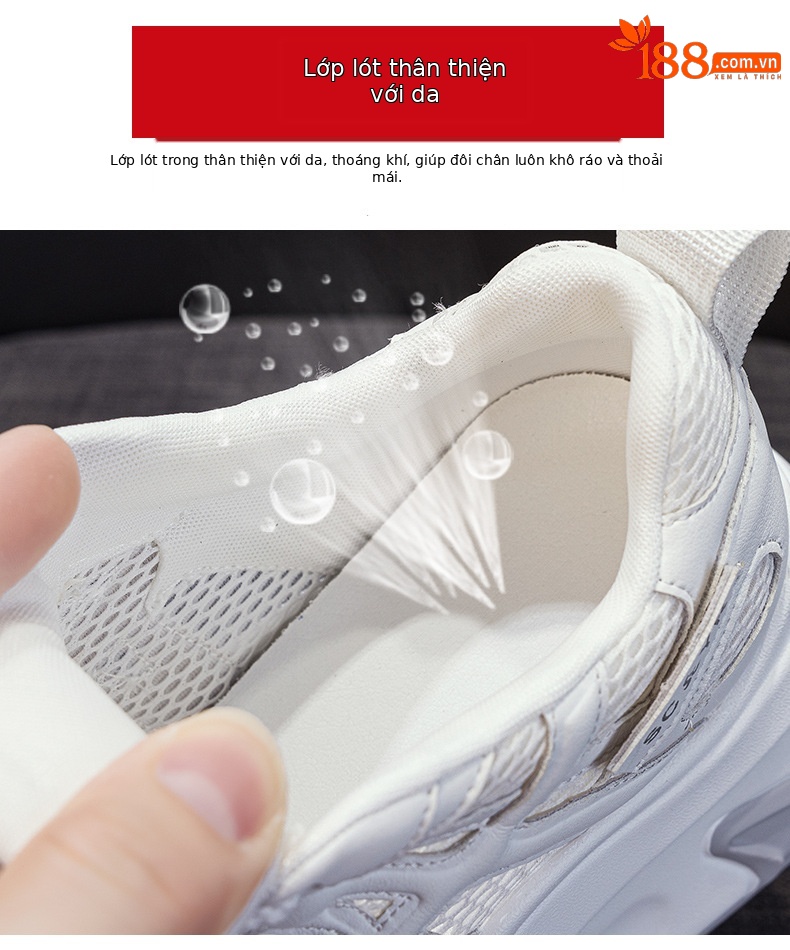 Giày sneaker nữ đế dày tăng chiều cao phong cách thể thao — M2852 be, M2852 xanh, M2852 vàng chi tiết 7