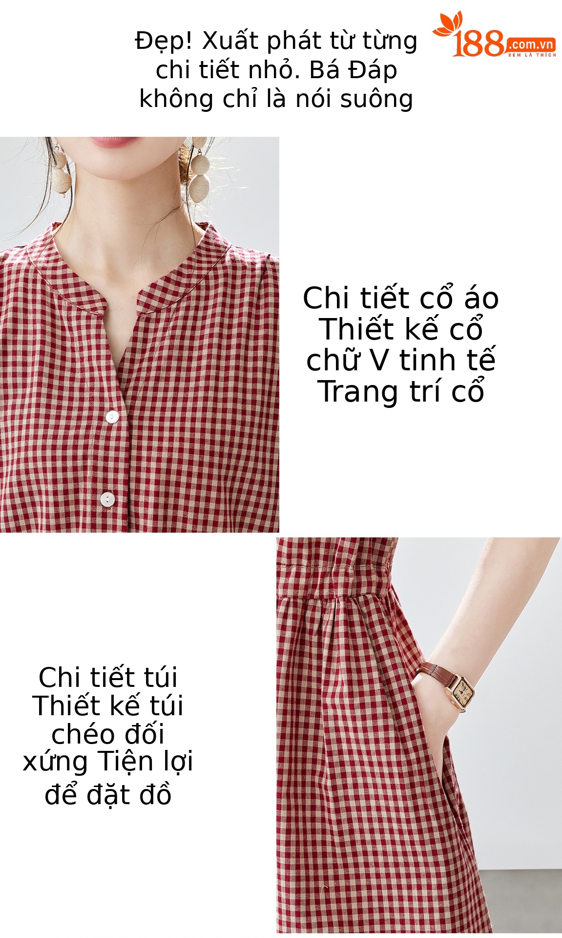 Đầm maxi nữ thắt eo cổ V rút dây, dáng chữ A trung niên mùa hè — Sọc Tây Tạng, Lưới đỏ, Sọc kaki chi tiết 6