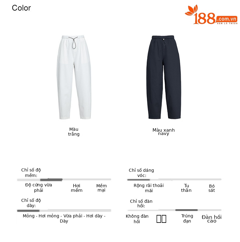 Quần culottes nữ ống rộng cạp chun rút dây dáng lười — Xanh lông mòng đen chi tiết 9