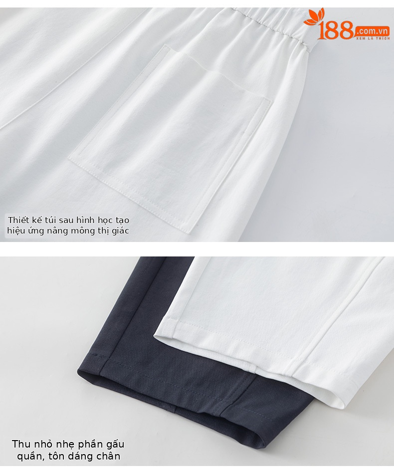 Quần culottes nữ ống rộng cạp chun rút dây dáng lười — Xanh lông mòng đen chi tiết 20