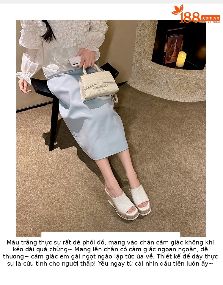 Sandal cao gót nữ mũi hở đế xuồng đan rơm phong cách La Mã — màu be, bạc chi tiết 9