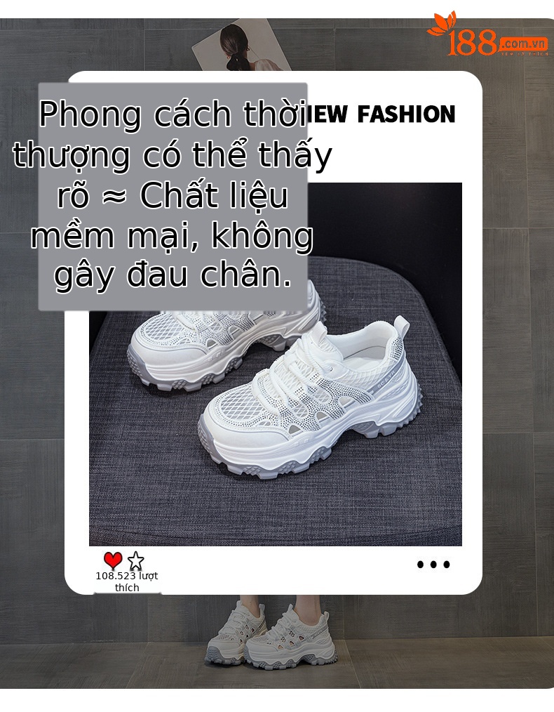 Giày sneaker nữ đế dày tăng chiều cao lưới thoáng khí mùa hè 2026 — Trắng 5075, Champagne 5075, Tím 5075 chi tiết 3