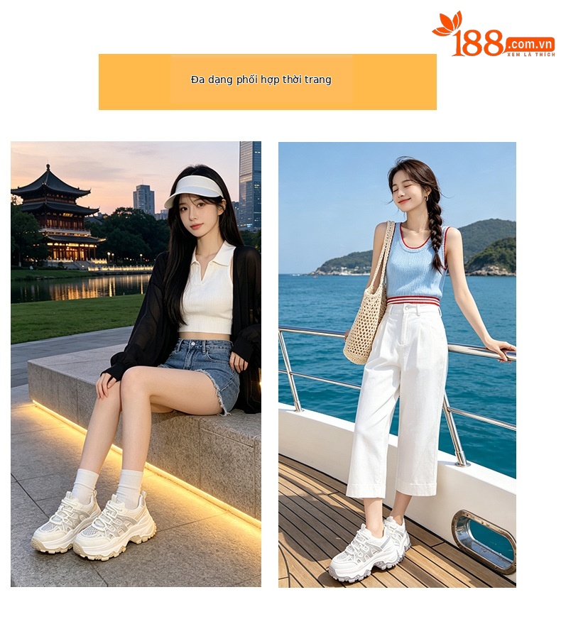 Giày sneaker nữ đế dày tăng chiều cao lưới thoáng khí mùa hè 2026 — Trắng 5075, Champagne 5075, Tím 5075 chi tiết 6