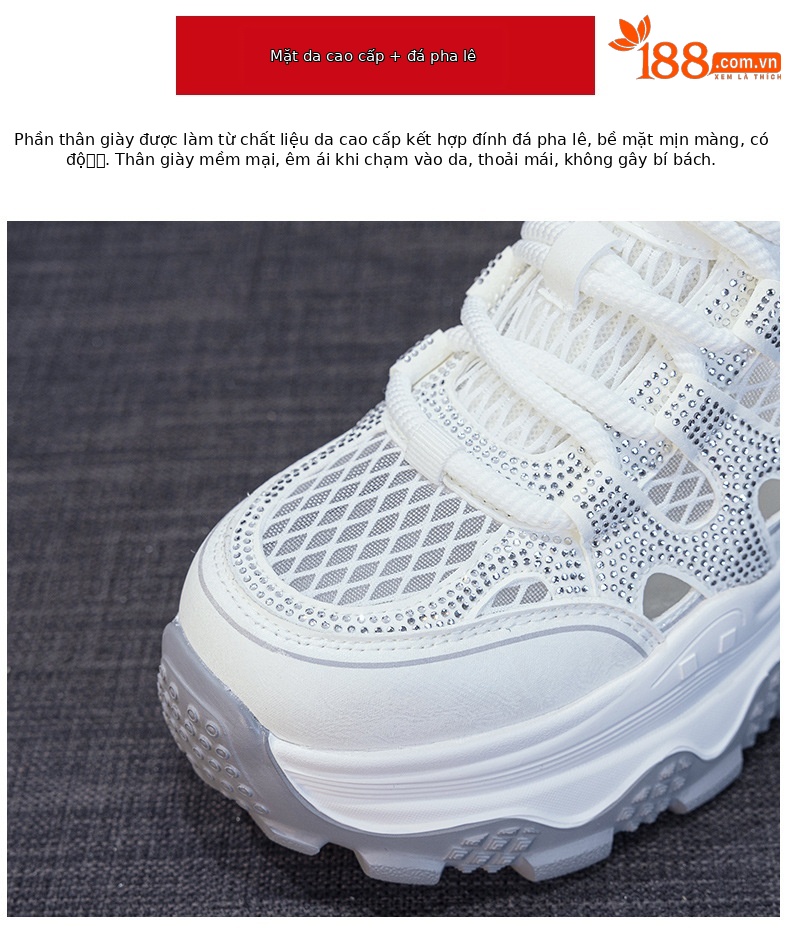 Giày sneaker nữ đế dày tăng chiều cao lưới thoáng khí mùa hè 2026 — Trắng 5075, Champagne 5075, Tím 5075 chi tiết 7