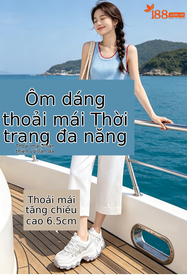 Giày sneaker nữ đế dày tăng chiều cao lưới thoáng khí mùa hè 2026 — Trắng 5075, Champagne 5075, Tím 5075 chi tiết 1