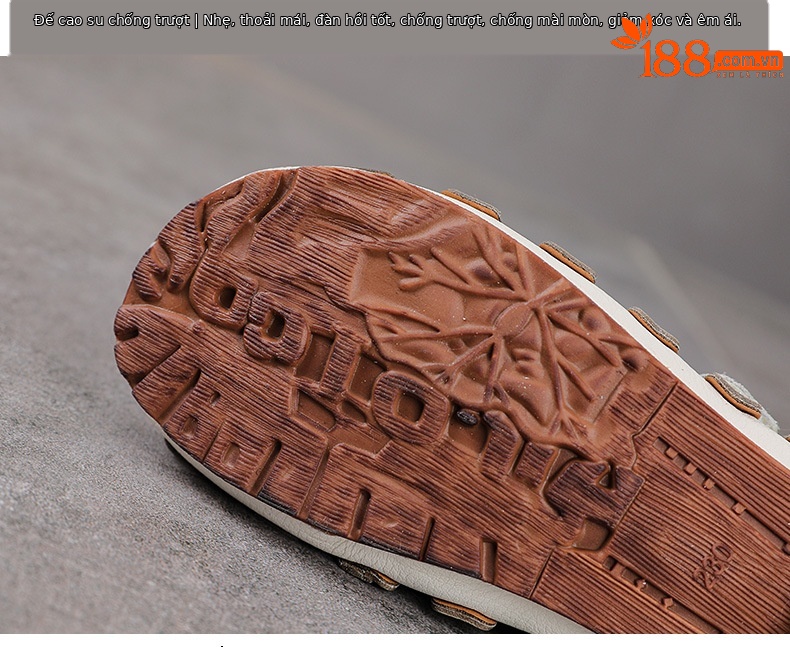 Sandal nữ da bò thật đế bệt phong cách retro họa tiết rỗ — màu trắng chi tiết 7