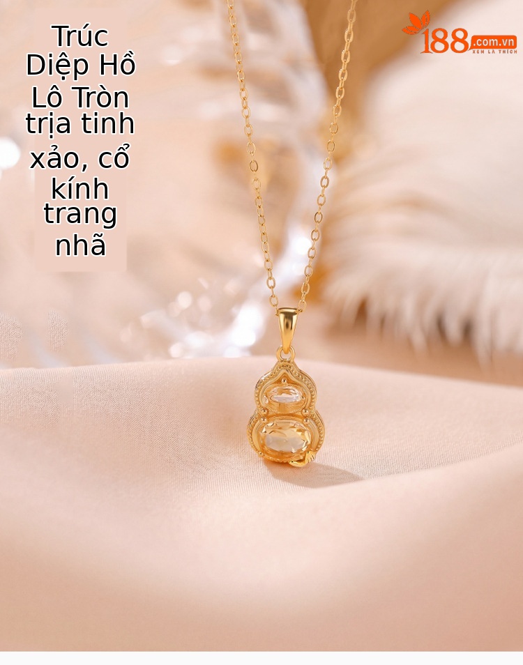 Mặt dây chuyền bạc S925 mạ vàng pha lê hồ lô phong cách Guofeng — mặt dây chuyền đơn chi tiết 1