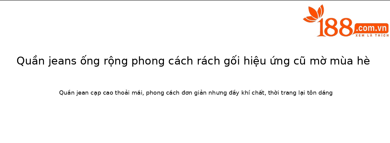 Quần jean nữ ống rộng cạp cao, chất cotton phối bướm đính đá và rách thủng — xanh lam chi tiết 1