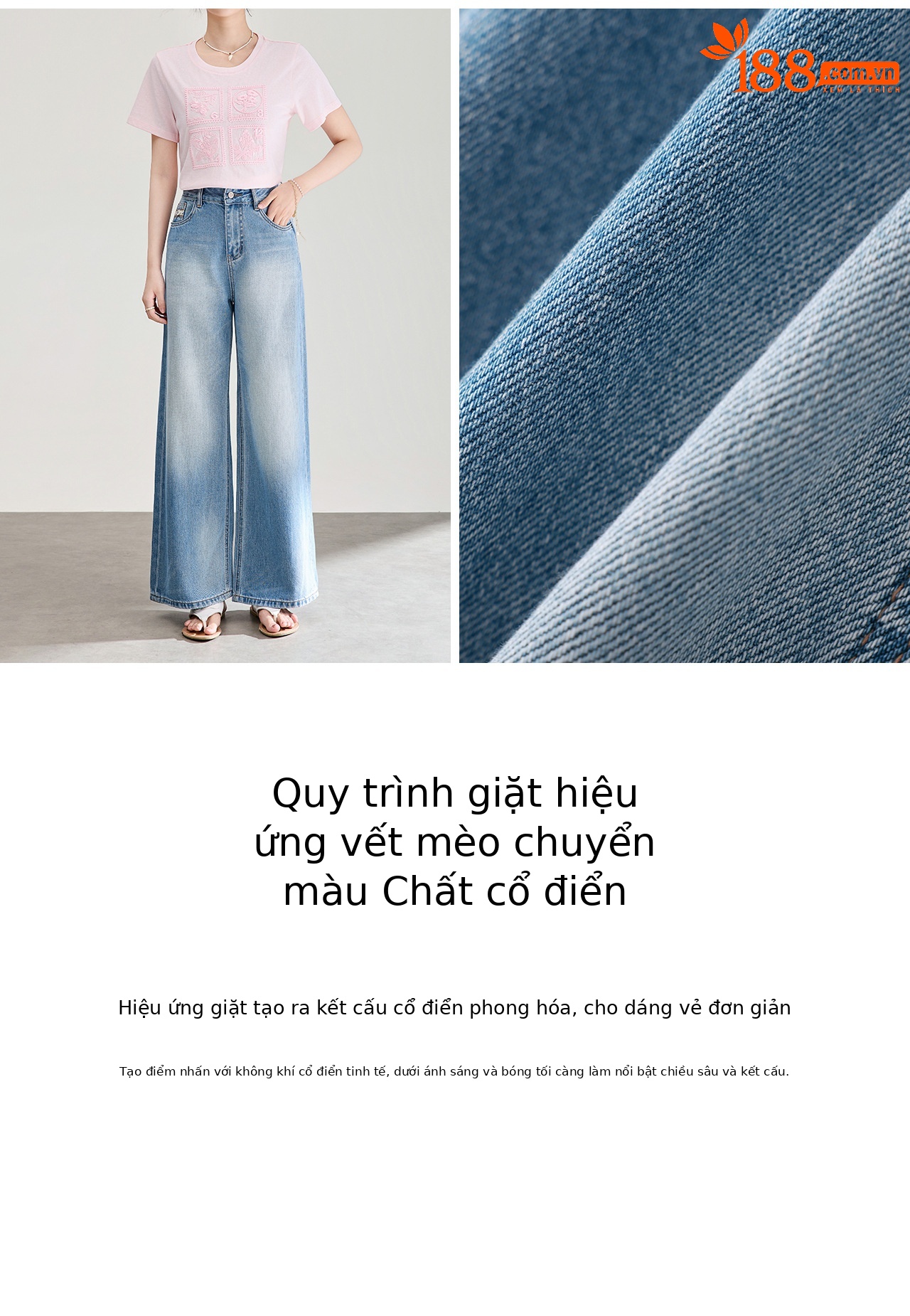 Quần jean nữ ống rộng chất liệu cotton giặt mềm, dáng rộng thùng thình phong cách denim — xanh lam chi tiết 10