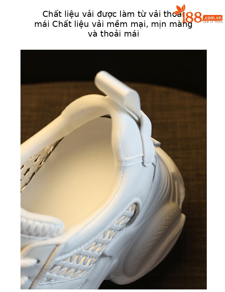 Giày sneaker nữ chunky đế dày thoáng khí tăng chiều cao — màu trắng chi tiết 8