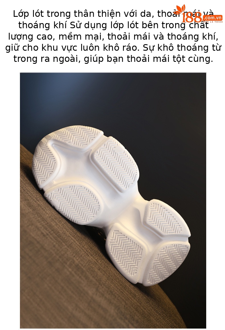 Giày sneaker nữ chunky đế dày thoáng khí tăng chiều cao — màu trắng chi tiết 9