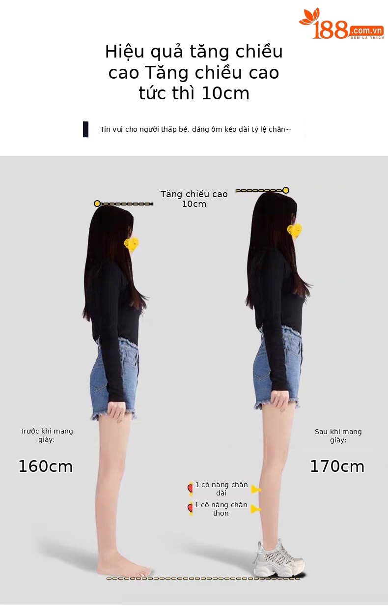 Giày sneaker nữ chunky đế dày thoáng khí tăng chiều cao — màu trắng chi tiết 4