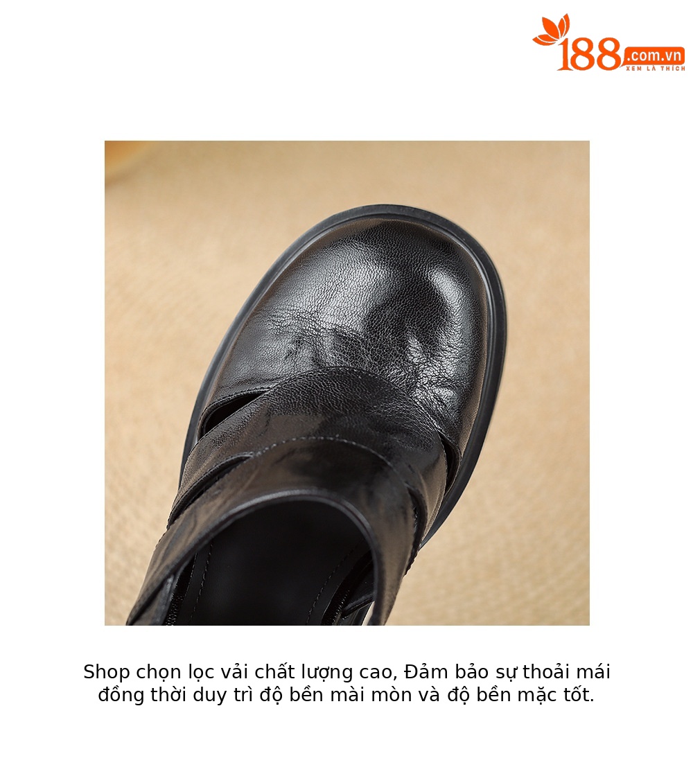 Sandal cao gót nữ đế dày quai ngang bọc da, gót 9 cm — màu nâu, màu đen chi tiết 16