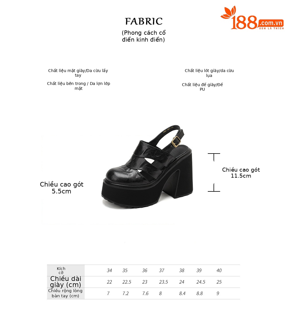 Sandal cao gót nữ đế dày quai ngang bọc da, gót 9 cm — màu nâu, màu đen chi tiết 2