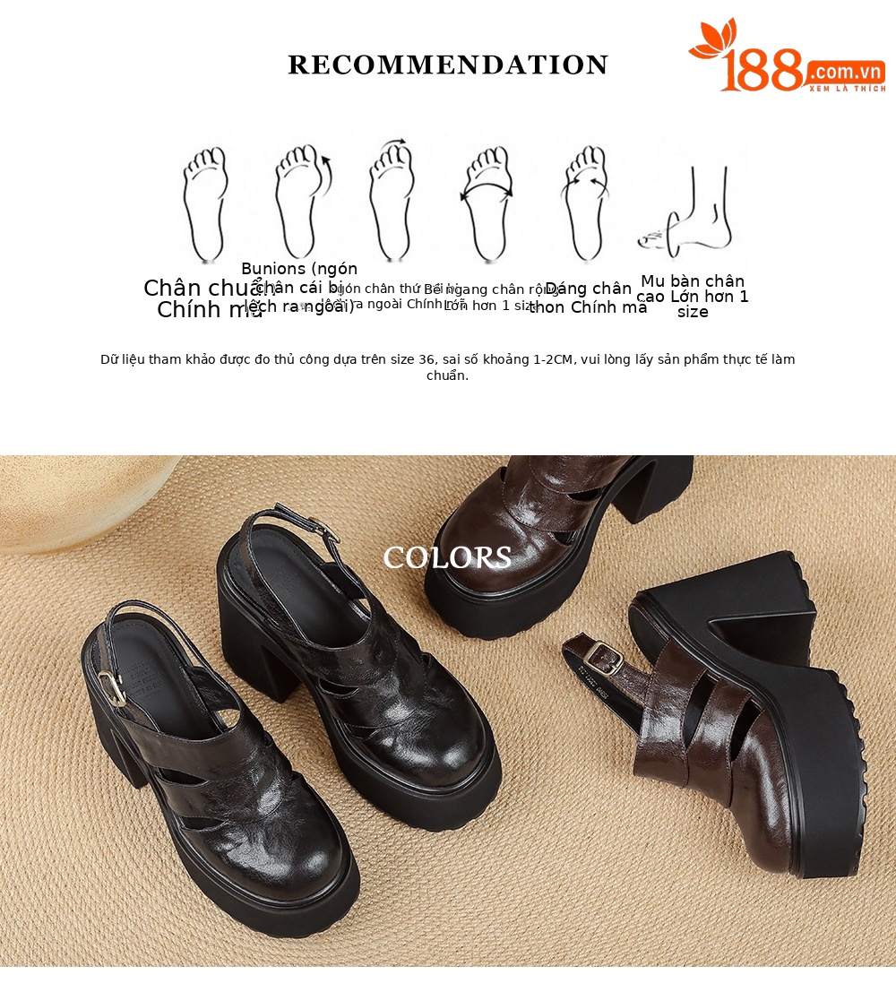 Sandal cao gót nữ đế dày quai ngang bọc da, gót 9 cm — màu nâu, màu đen chi tiết 3