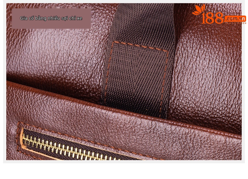 Cặp da nam công sở đựng laptop 15 inch da bò thật, quai xách tay và đeo vai — Màu cà phê, Màu đen chi tiết 11