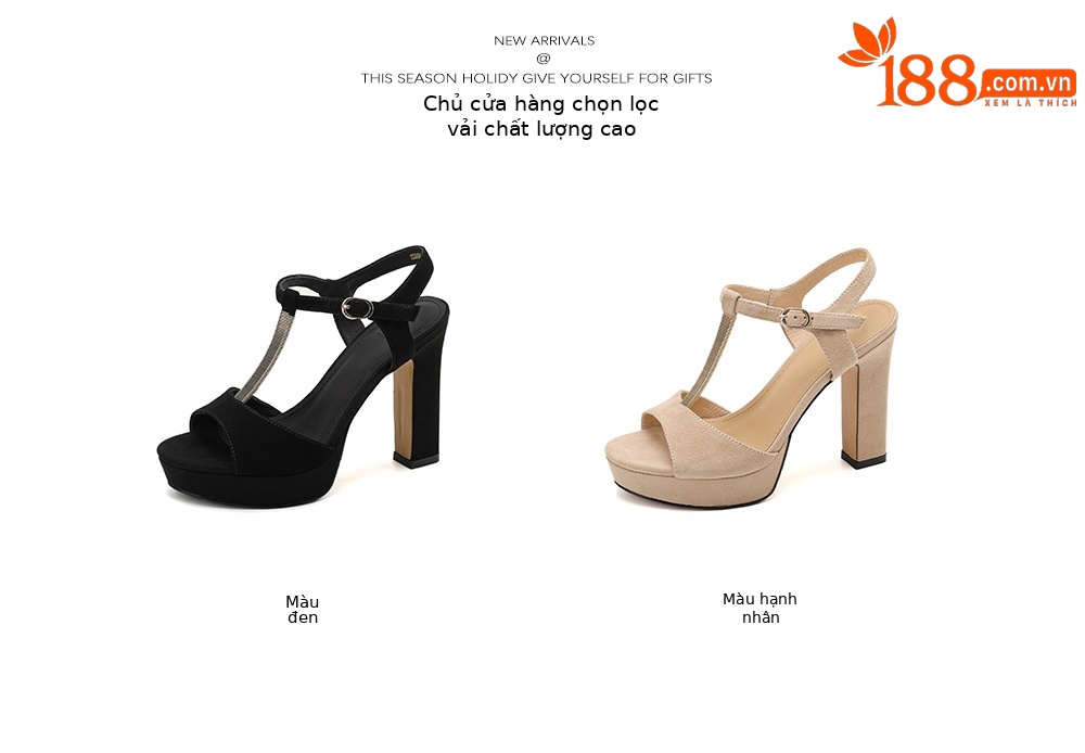Sandal cao gót nữ hở mũi đế xuồng gót vuông 9 cm — màu đen, màu mơ chi tiết 4
