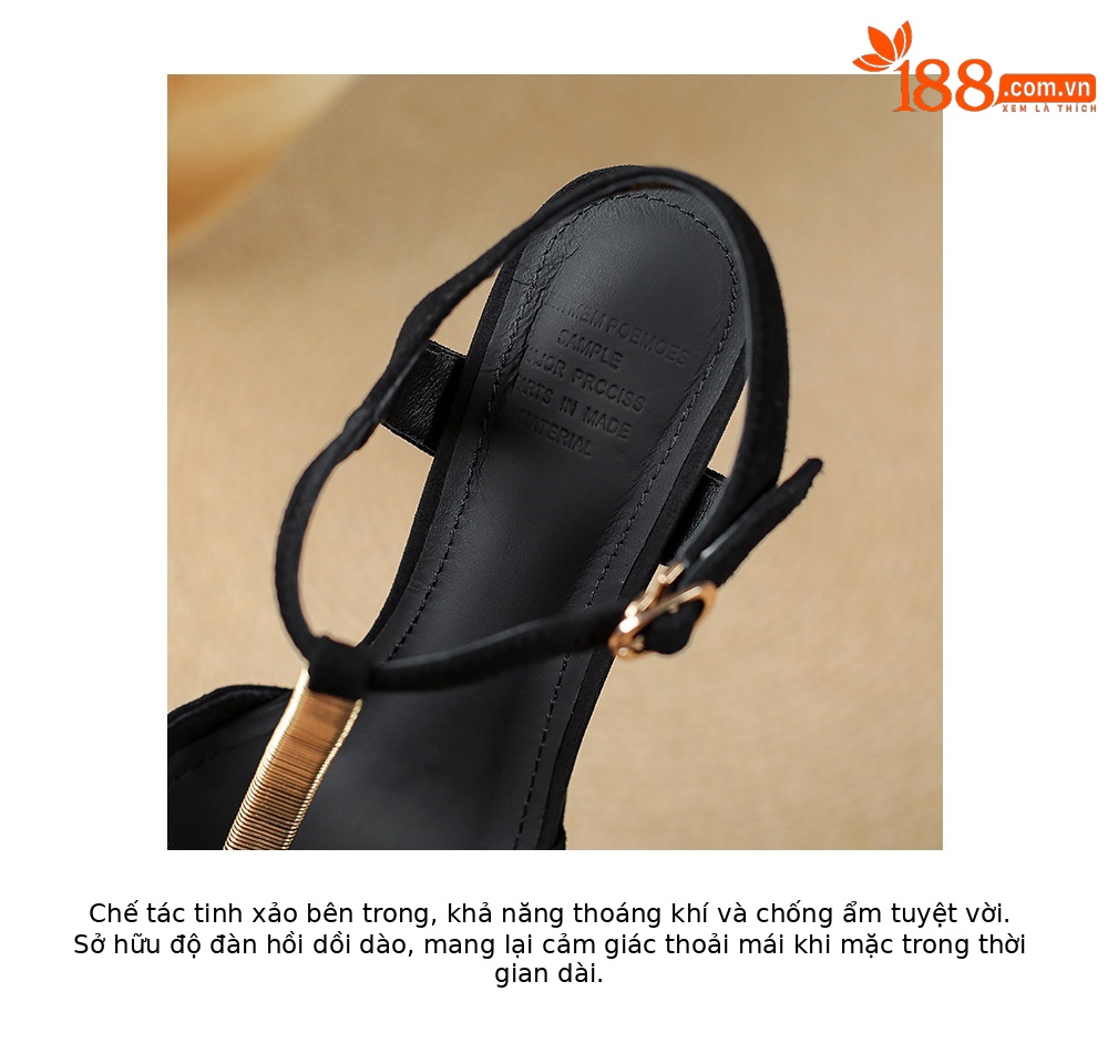 Sandal cao gót nữ hở mũi đế xuồng gót vuông 9 cm — màu đen, màu mơ chi tiết 19