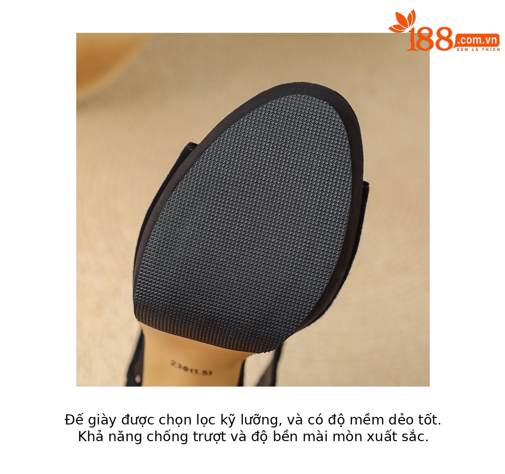 Sandal cao gót nữ hở mũi đế xuồng gót vuông 9 cm — màu đen, màu mơ chi tiết 21