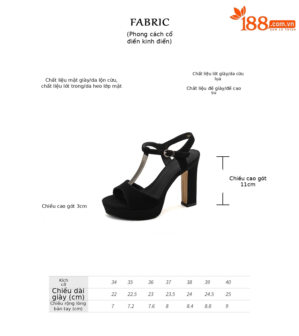 Sandal cao gót nữ hở mũi đế xuồng gót vuông 9 cm — màu đen, màu mơ chi tiết 2