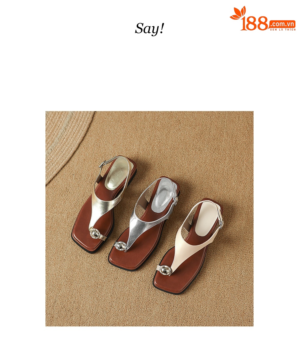 Sandal xỏ ngón nữ đế bệt phong cách nghỉ dưỡng — màu vàng chi tiết 3