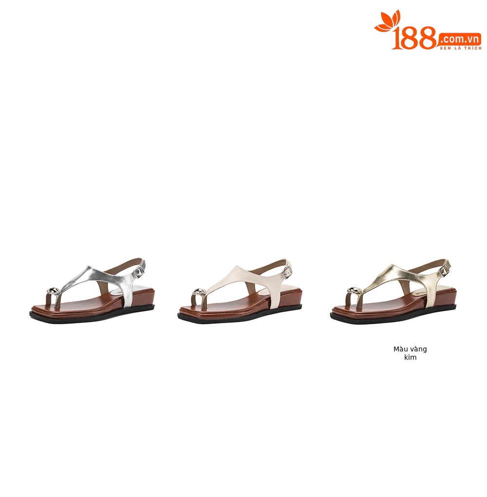 Sandal xỏ ngón nữ đế bệt phong cách nghỉ dưỡng — màu vàng chi tiết 5