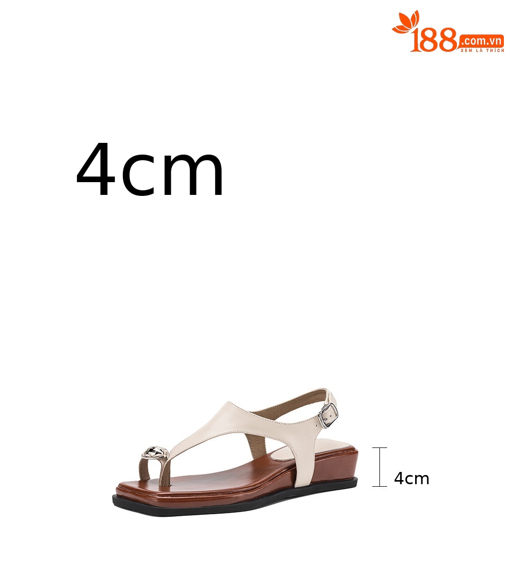Sandal xỏ ngón nữ đế bệt phong cách nghỉ dưỡng — màu vàng chi tiết 4