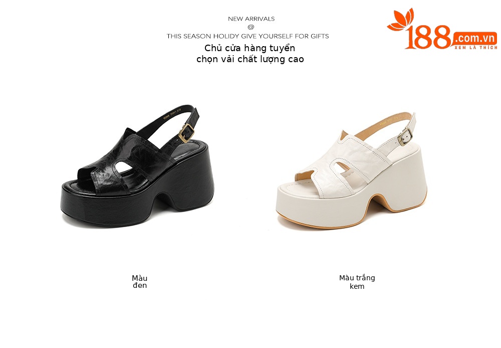 Sandal nữ da cừu mềm đế xuồng cao gót quai chéo hở mũi — màu đen, màu trắng ngà chi tiết 4