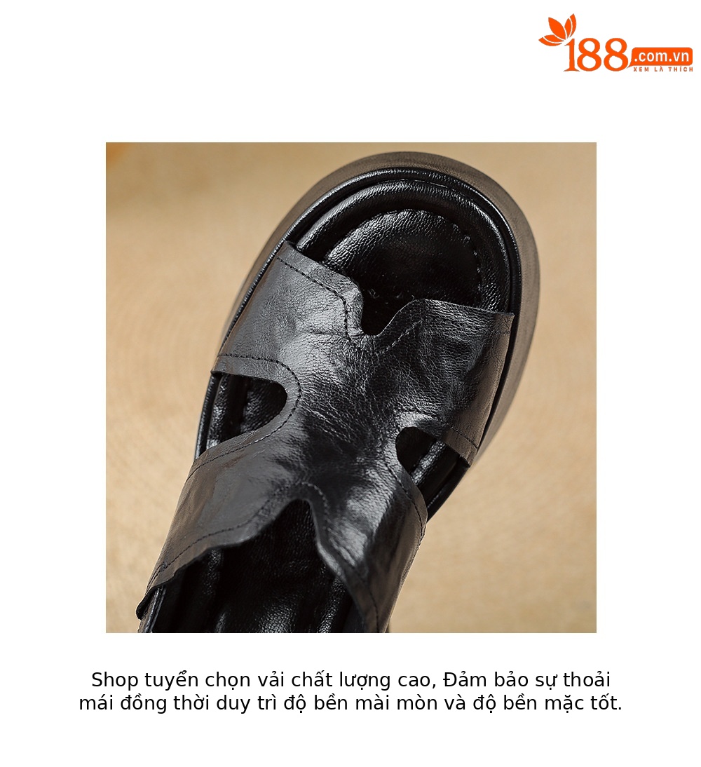 Sandal nữ da cừu mềm đế xuồng cao gót quai chéo hở mũi — màu đen, màu trắng ngà chi tiết 16
