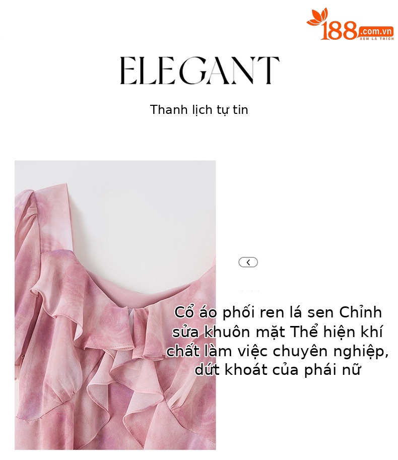 Đầm maxi nữ thắt eo in họa tiết hoa mùa hè tay ngắn — màu tím, Màu hồng chi tiết 8