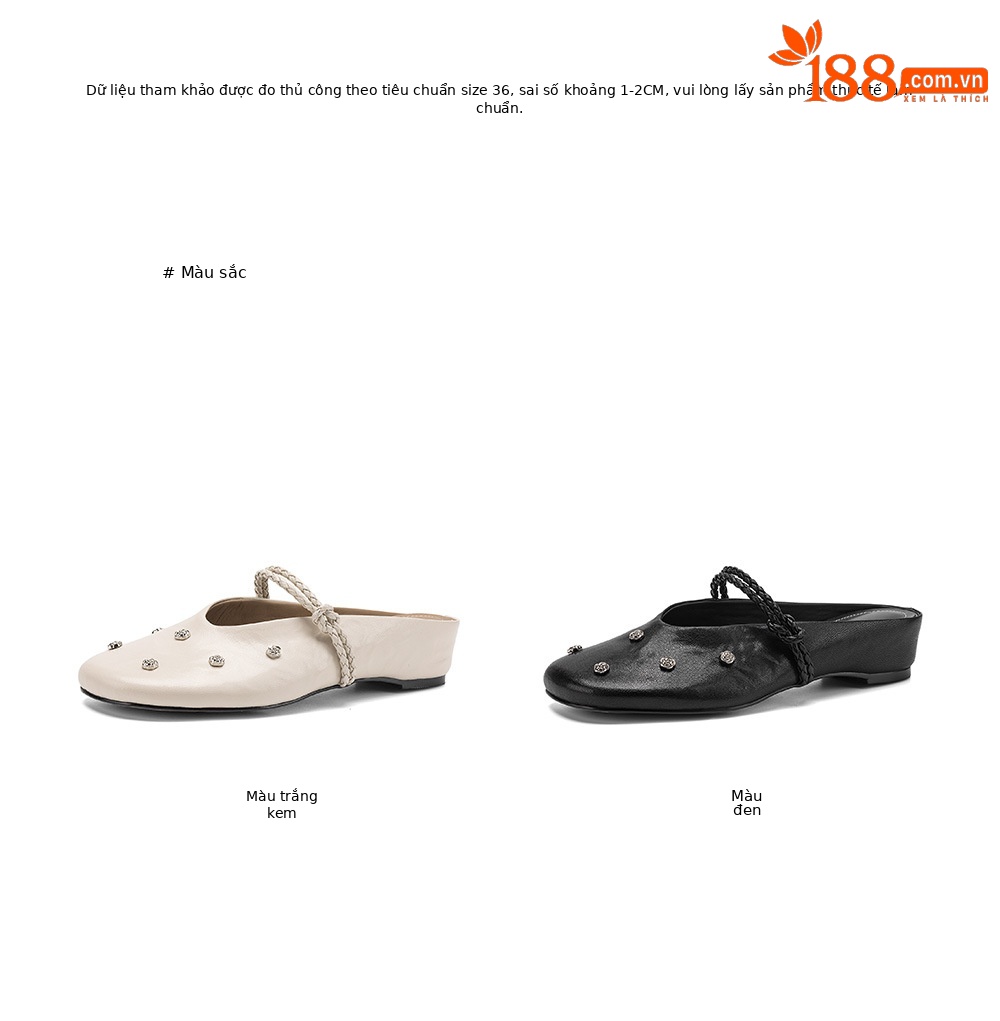 Sandal nữ mũi bít da dê quai ngang gót thấp — đen chi tiết 4