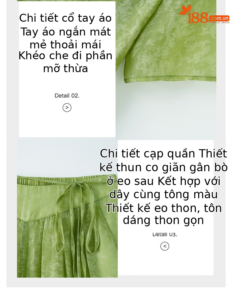 Bộ quần áo hai mảnh sơ mi hoa văn nổi quần ống rộng phong cách Trung Quốc mới — Xanh lá cây nhạtcolor, màu trắng chi tiết 10