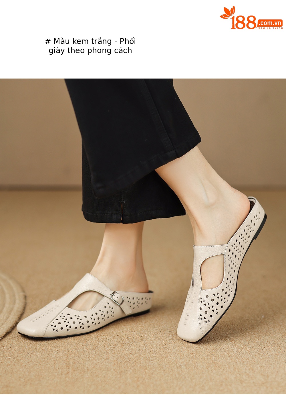 Dép sandal nữ xỏ ngón đế bệt quai chữ T đục lỗ mùa hè — đen chi tiết 15