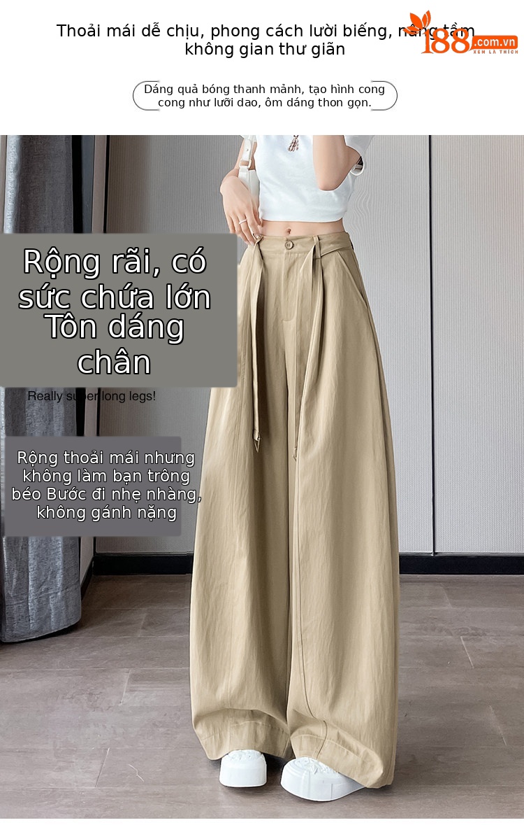 Quần culottes nữ ống rộng cạp cao chất liệu lụa mỏng mùa hè — Trắng thường xuyên chi tiết 10