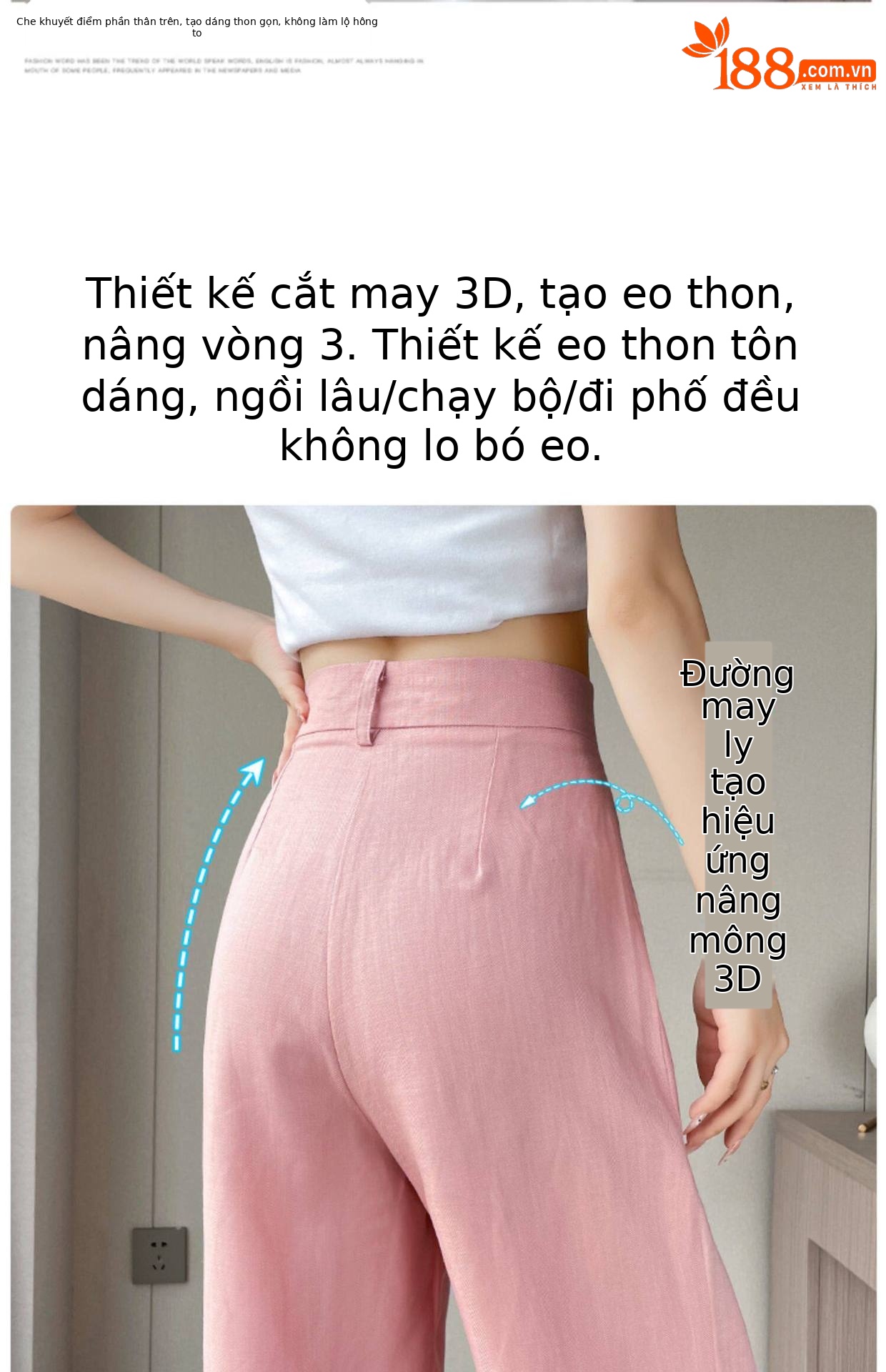 Quần culottes nữ ống rộng cạp cao vải linen cotton mỏng mùa hè — Màu đen thông thường chi tiết 9