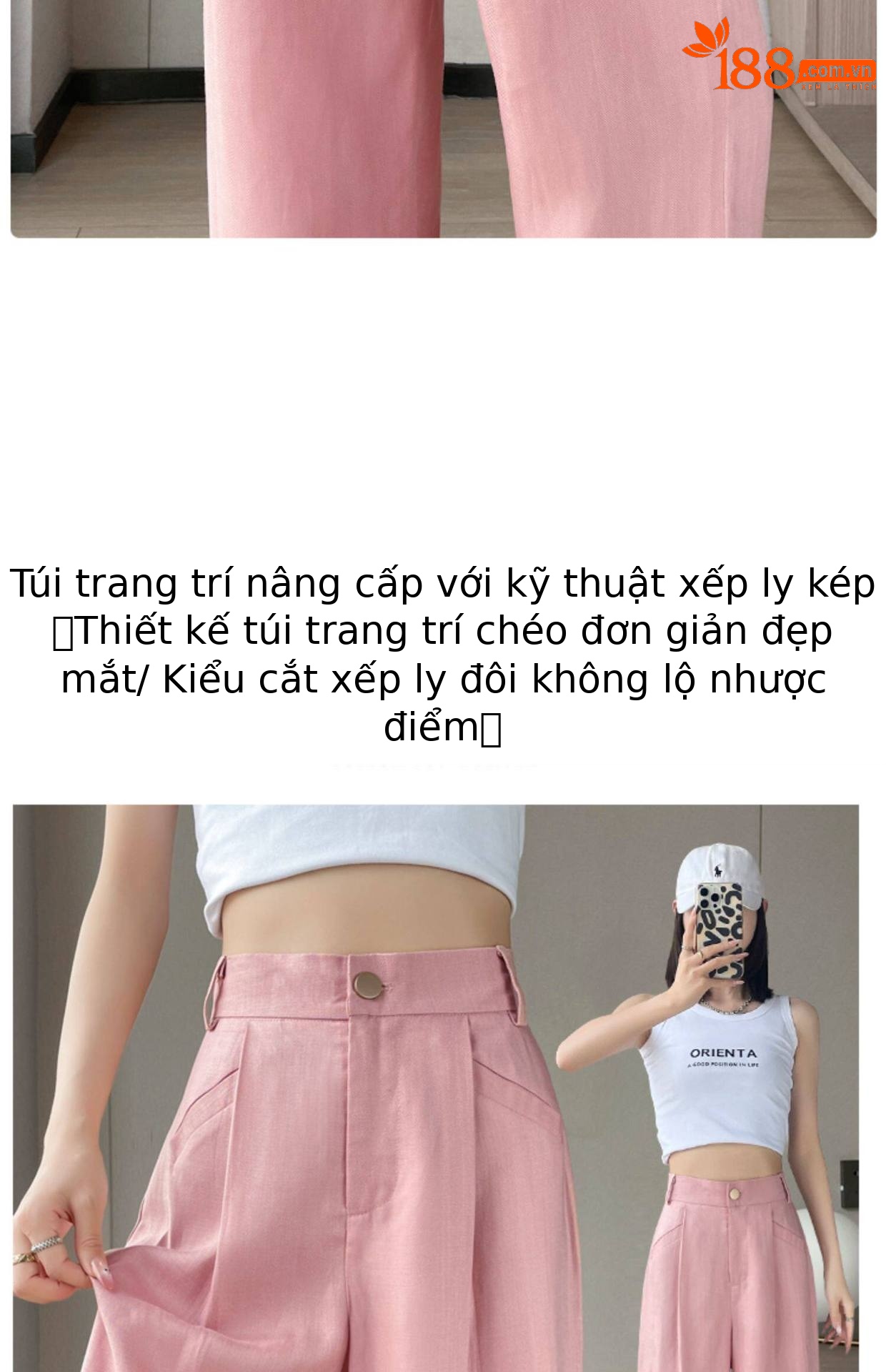 Quần culottes nữ ống rộng cạp cao vải linen cotton mỏng mùa hè — Màu đen thông thường chi tiết 10