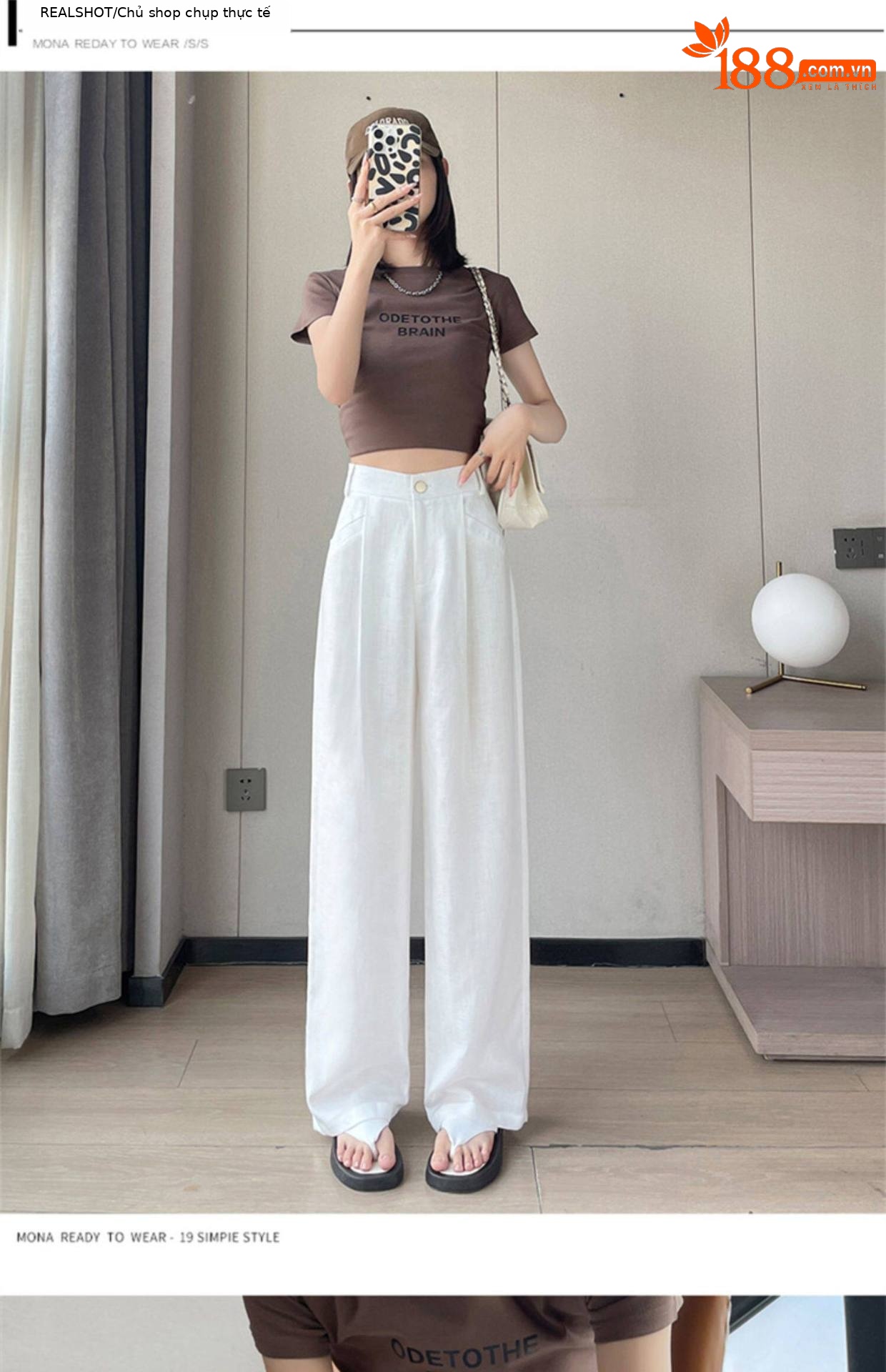 Quần culottes nữ ống rộng cạp cao vải linen cotton mỏng mùa hè — Màu đen thông thường chi tiết 26