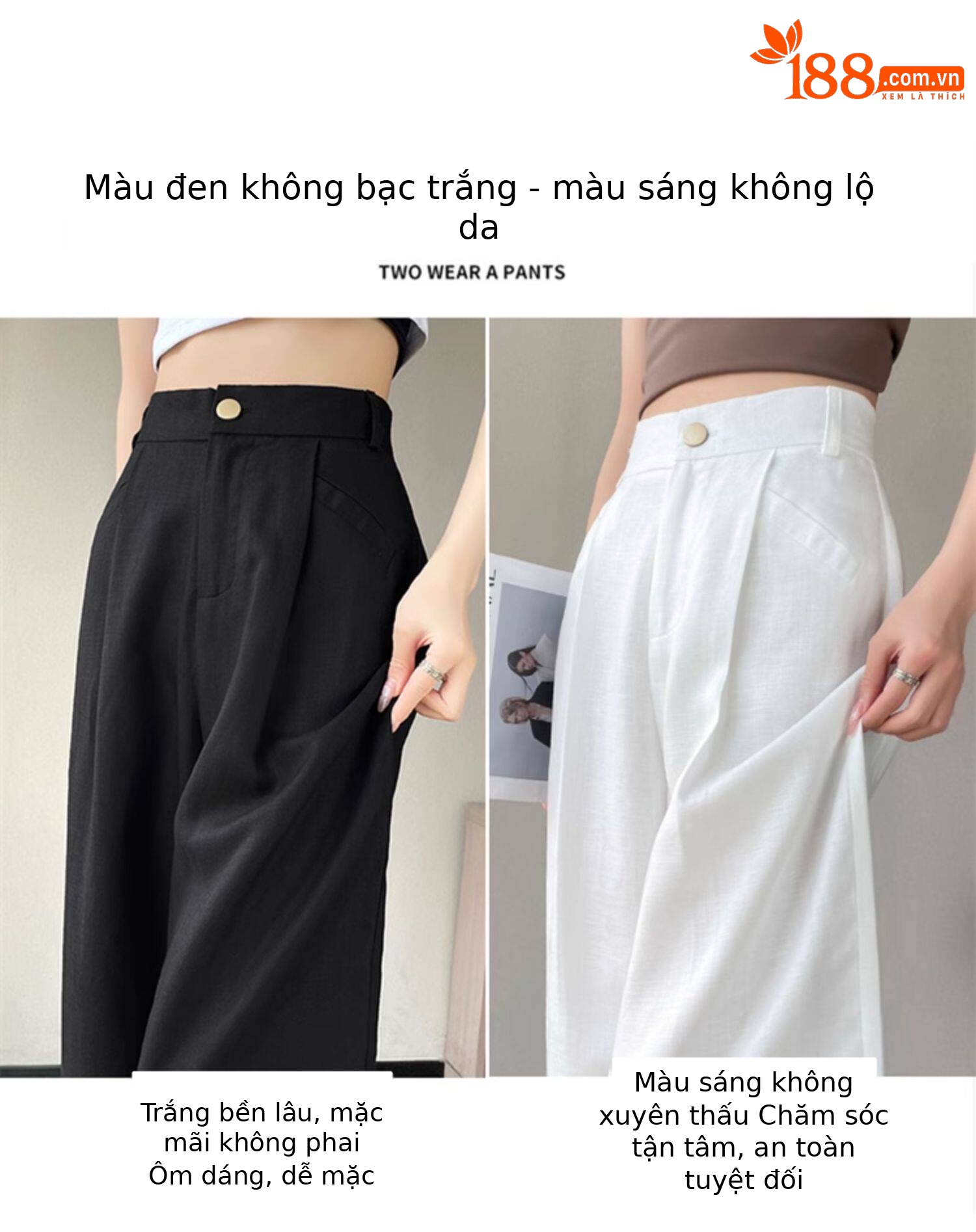 Quần culottes nữ ống rộng cạp cao vải linen cotton mỏng mùa hè — Màu đen thông thường chi tiết 7