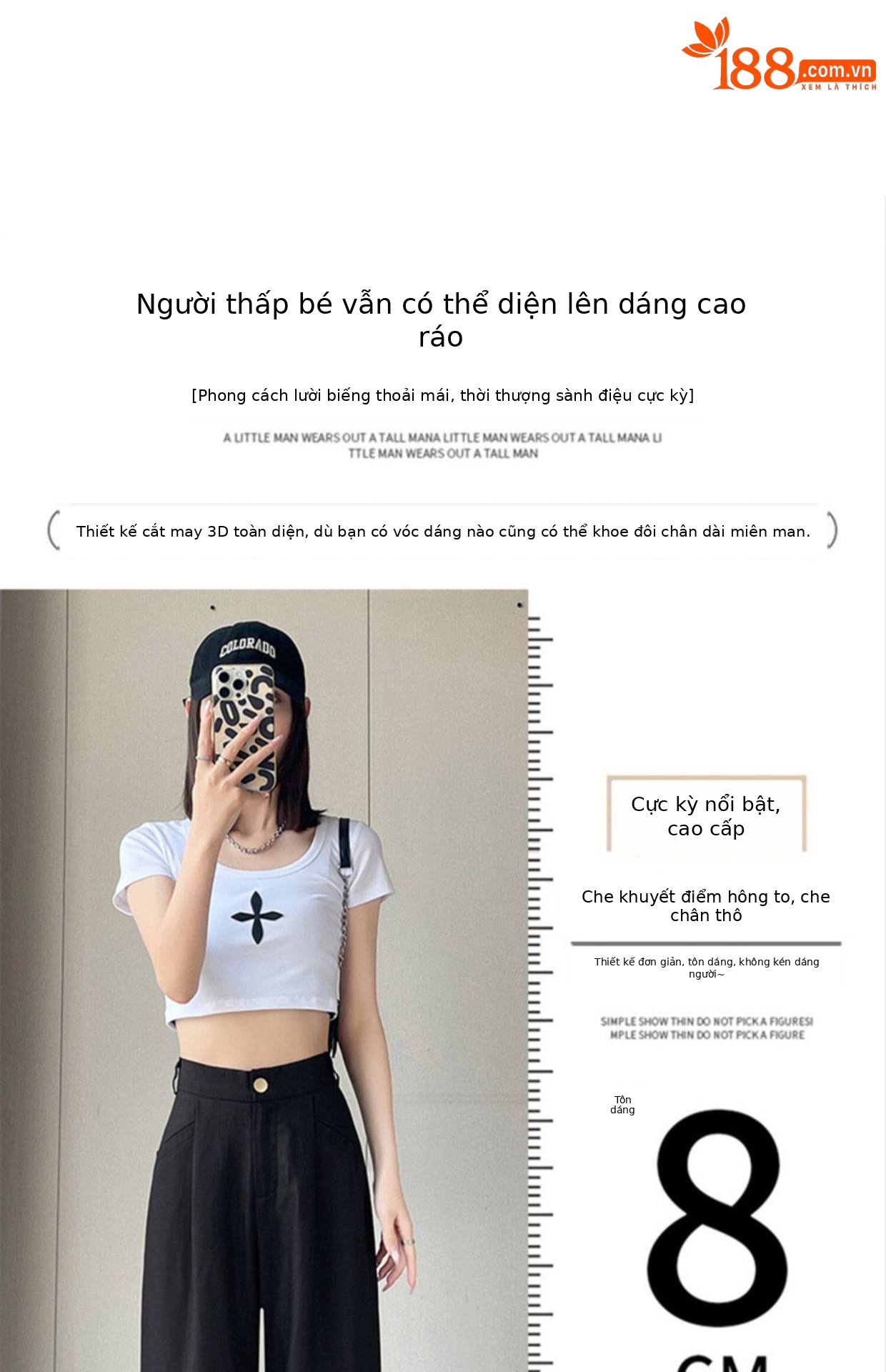 Quần culottes nữ ống rộng cạp cao vải linen cotton mỏng mùa hè — Màu đen thông thường chi tiết 14