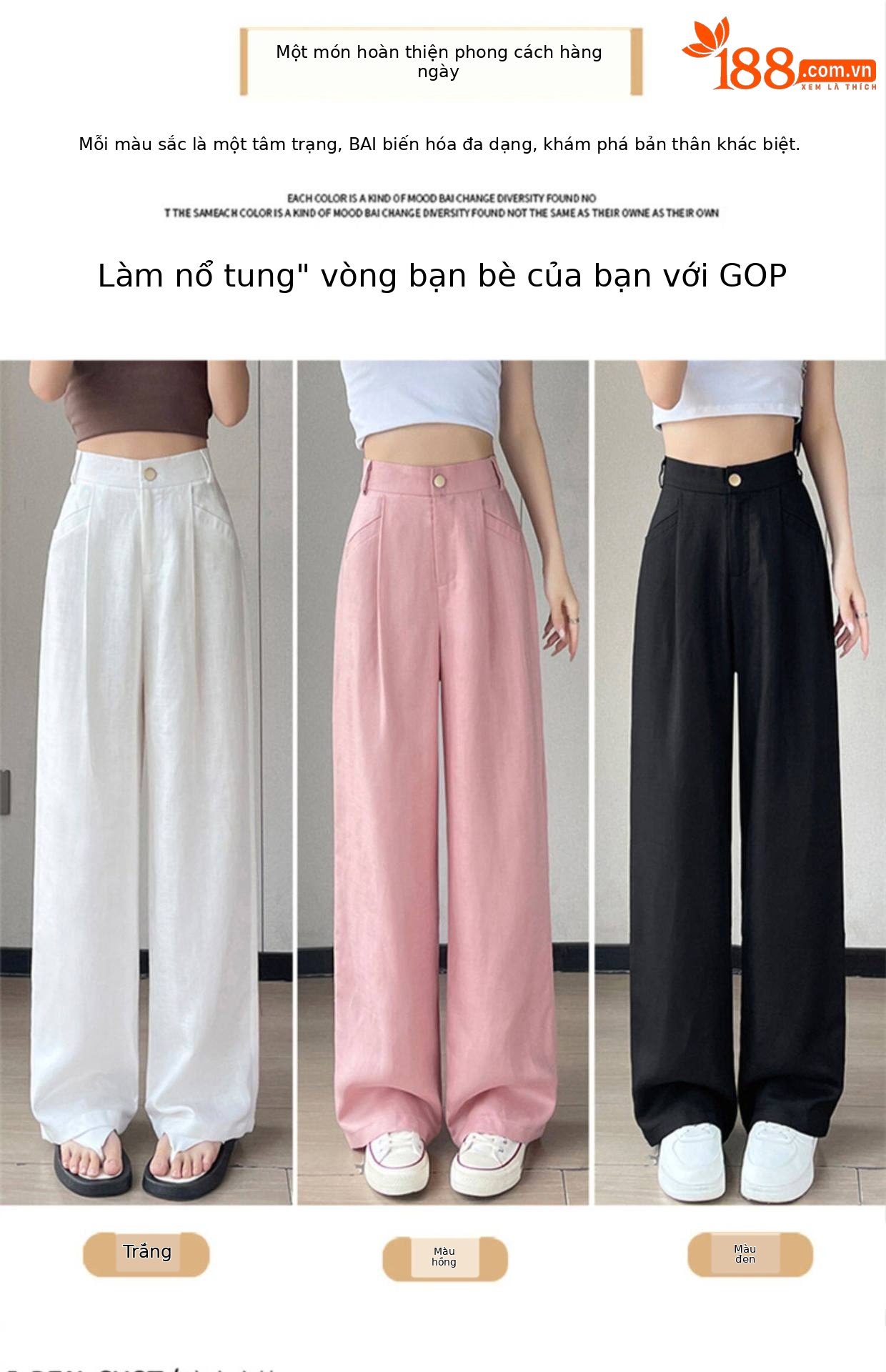 Quần culottes nữ ống rộng cạp cao vải linen cotton mỏng mùa hè — Màu đen thông thường chi tiết 25