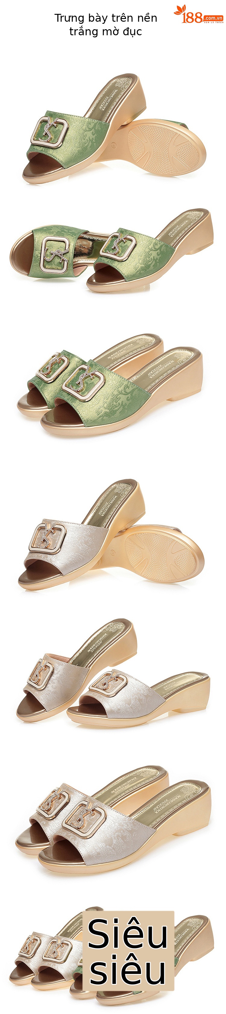 Dép sandal nữ quai chữ V đế xuồng chống trượt, gót thấp thoải mái — màu vàng chi tiết 5