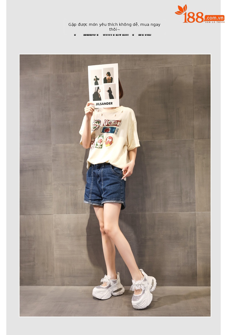 Giày sneaker nữ đế dày tăng chiều cao thoáng khí lưới thể thao — màu trắng chi tiết 6