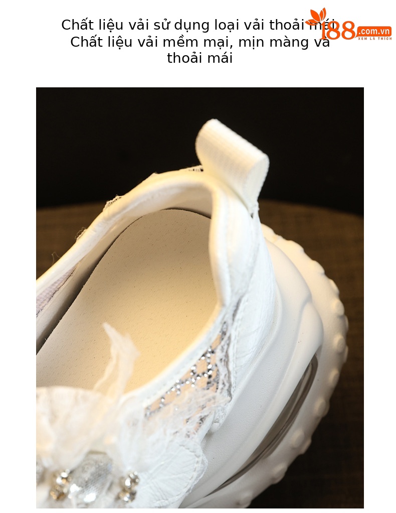 Giày sneaker nữ đế dày tăng chiều cao thoáng khí lưới thể thao — màu trắng chi tiết 8