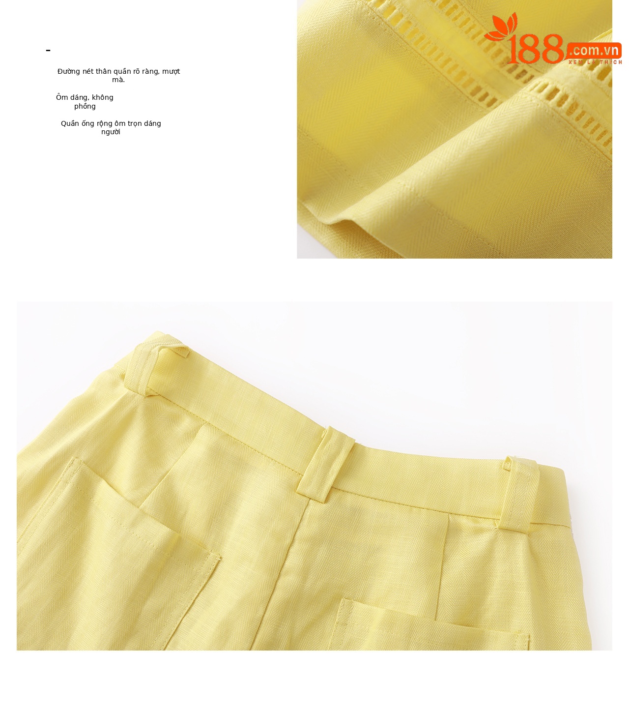 Quần culottes nữ ống rộng dáng dài 9 phần, chất liệu sợi gai dầu mỏng nhẹ mùa hè — màu xanh navy chi tiết 8